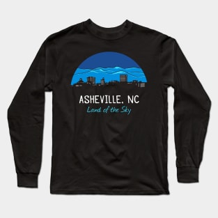 Asheville Cityscape - Land of the Sky - BL on Black 07 Long Sleeve T-Shirt